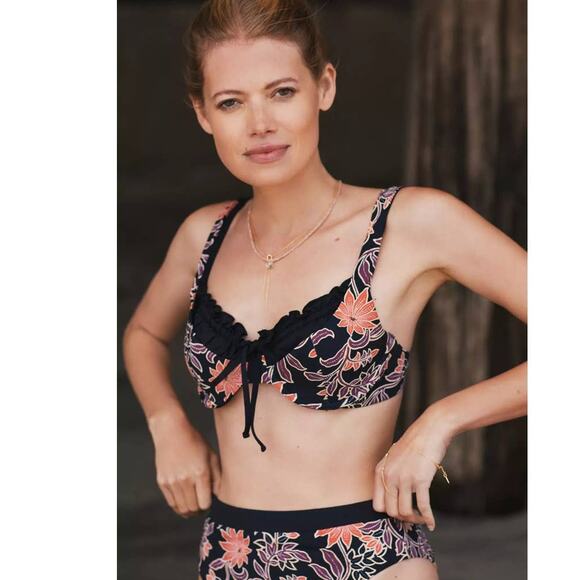 New Anthropologie Kylie Underwire Floral Bralette Bikini Top and Bottom Sz Small - Picture 3 of 7